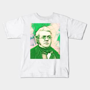 William Makepeace Thackeray Green Portrait | William Makepeace Thackeray Artwork 6 Kids T-Shirt